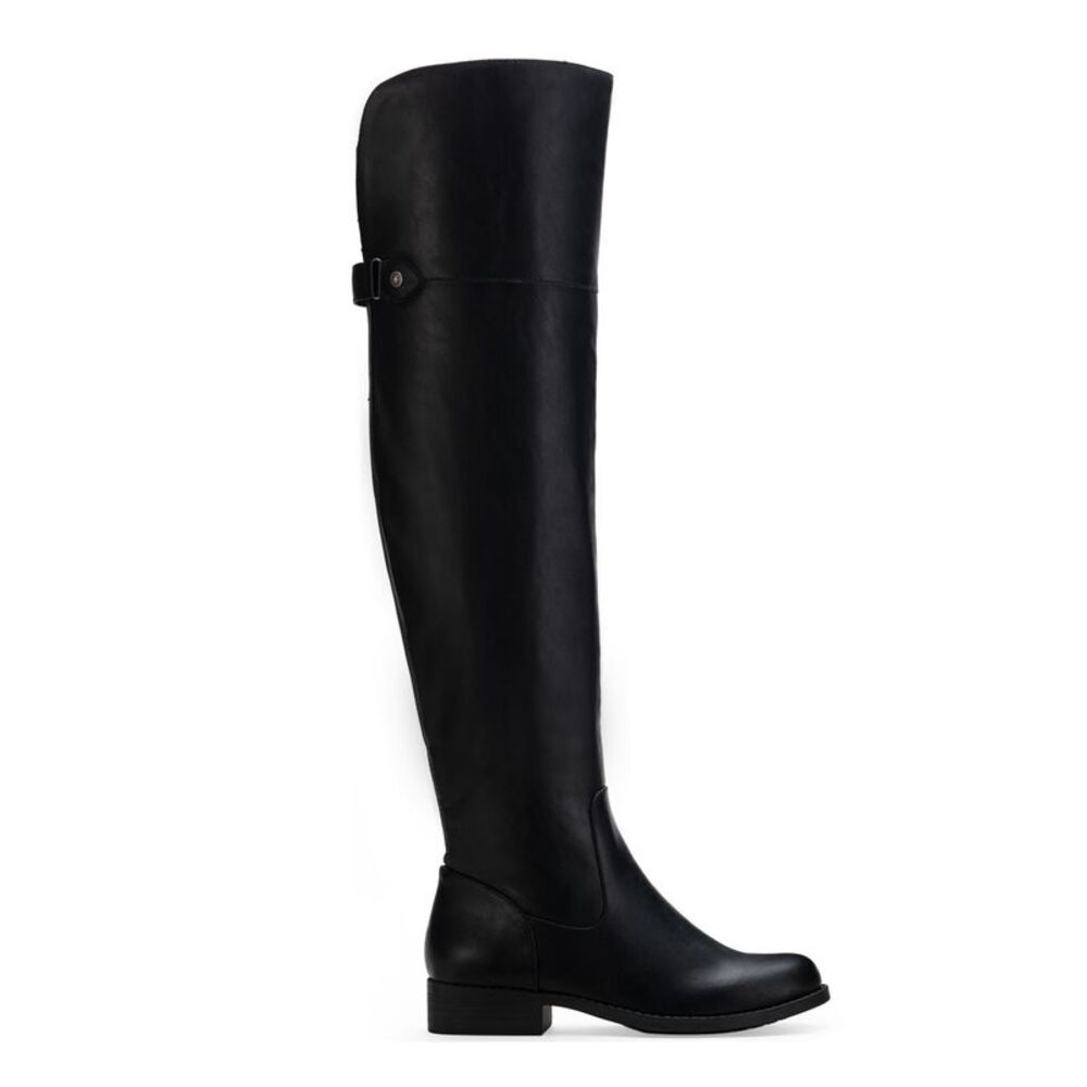 SUN STONE Womens Black Gore Allicce Round Toe Block Heel Boots Shoes 7.5 M - Picture 3 of 4
